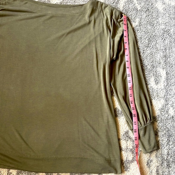 Loft Olive Green Puffy Sleeve Shirt, Women’s Size Medium - Picture 4 of 7